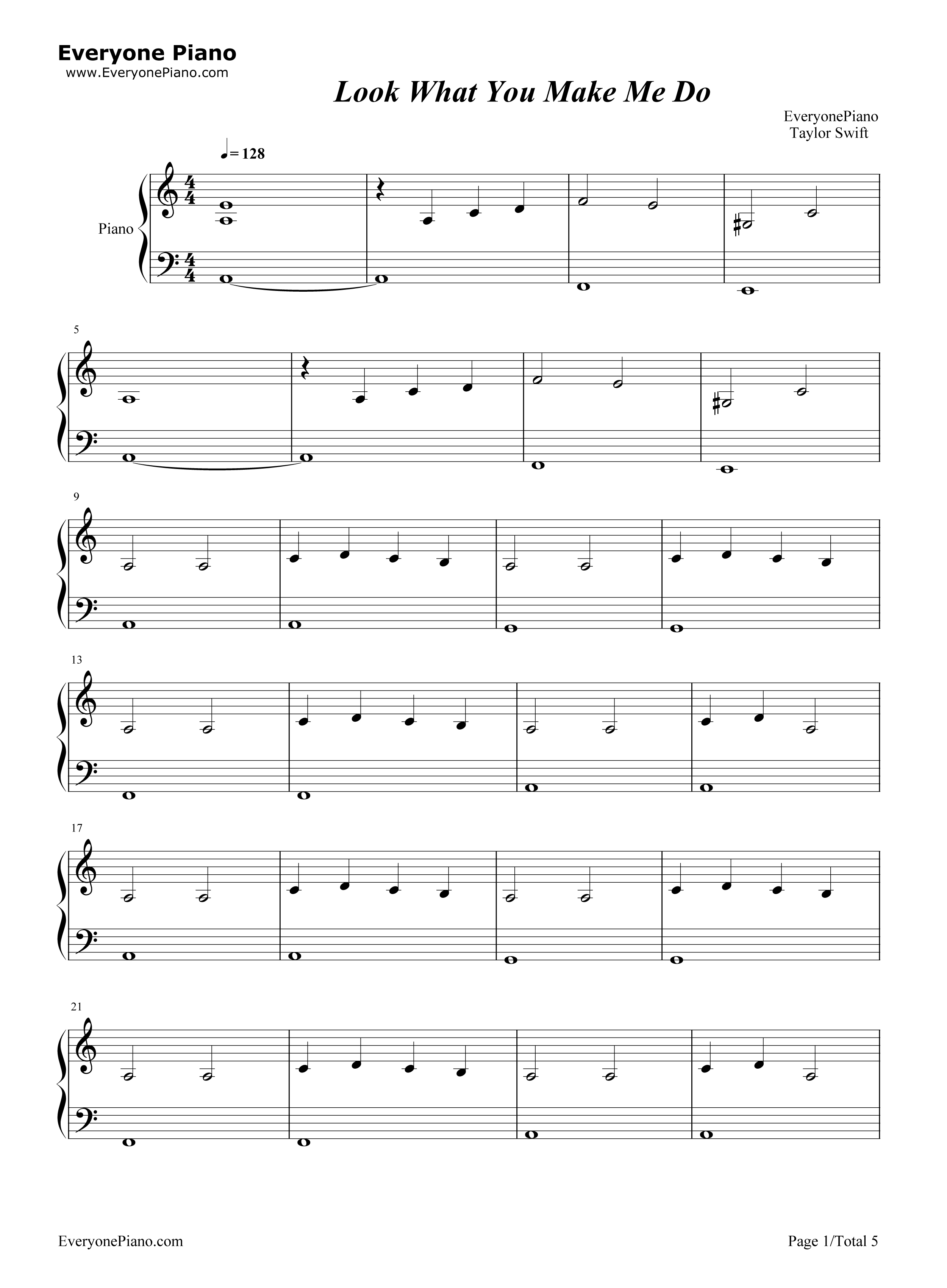 Look what you made me do taylor swift 1 midi pdf