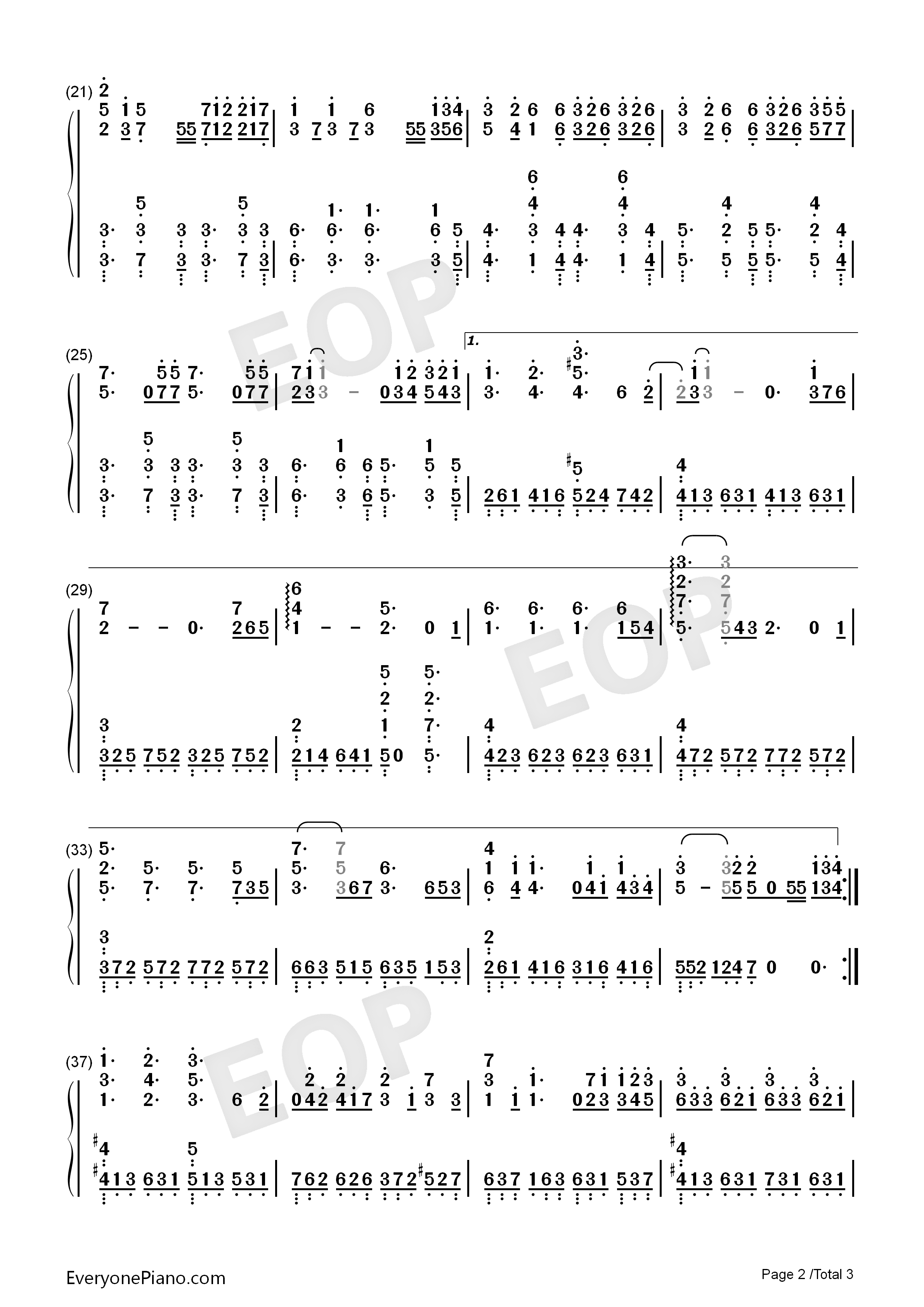 wonderfulu数字谱子,wonderfulu简谱数字 wonderful u-完美独奏版